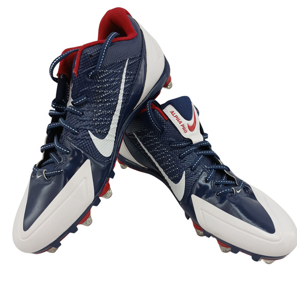 Nike Alpha Pro D Low NFL Football Cleats White/ Blue 622299-413 Houston Texans - Picture 1 of 9